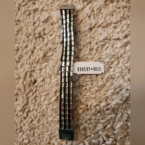 Robert Rose Black Clear Rhinestone Bracelet Magnetic Close NWT